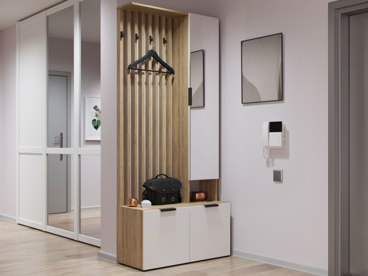 Изображение товара Комплект мебели для прихожей Правила мебели 164973 дуб крафт золотой и белое дерево