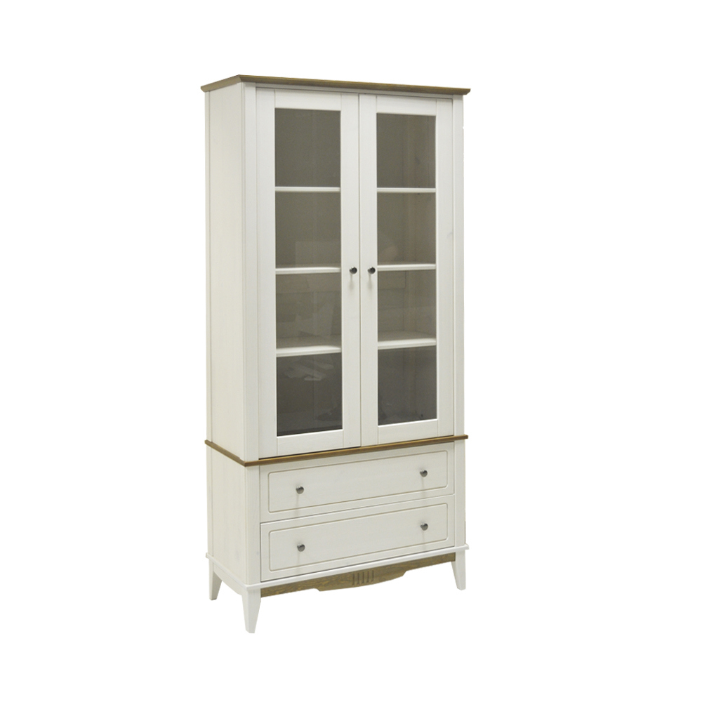 Изображение товара Шкаф-витрина Дом Мебели Ут000006365 94x200x45 см сосна цвет белый/антик