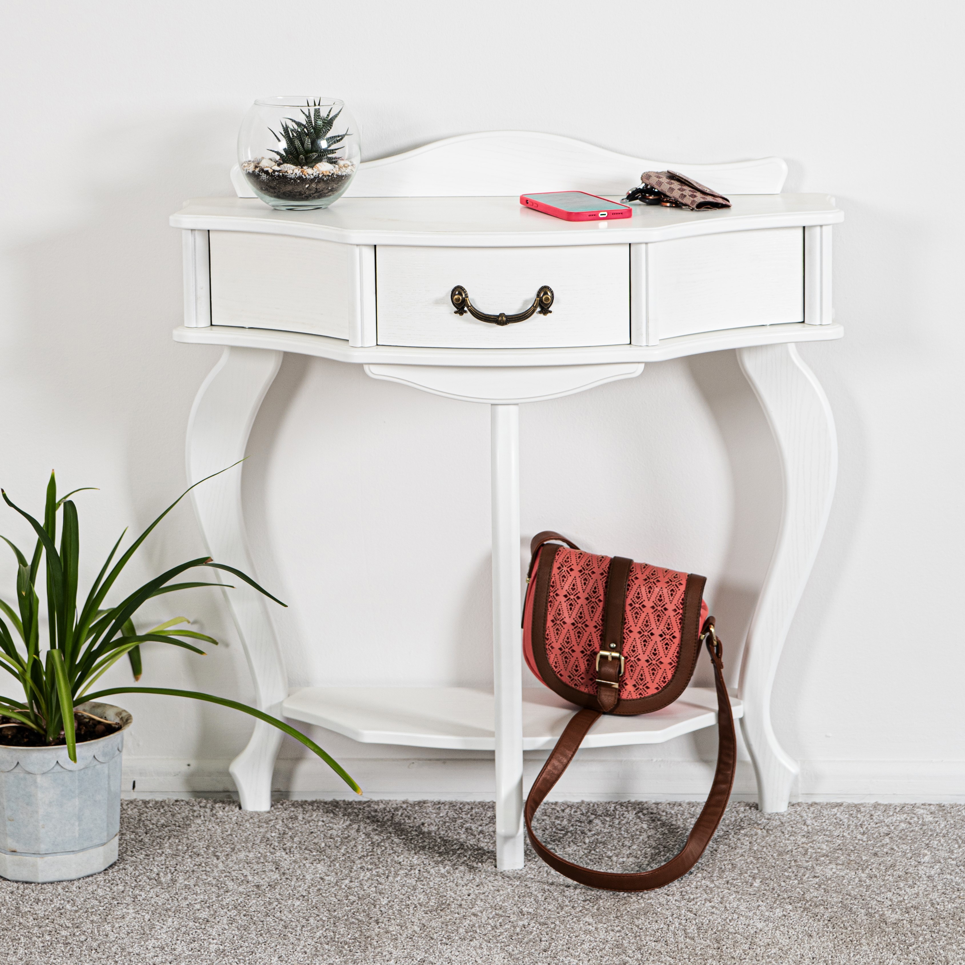 Изображение товара Консоль Джульетта из берёзы 80x77x32 см белая для спальни и прихожей