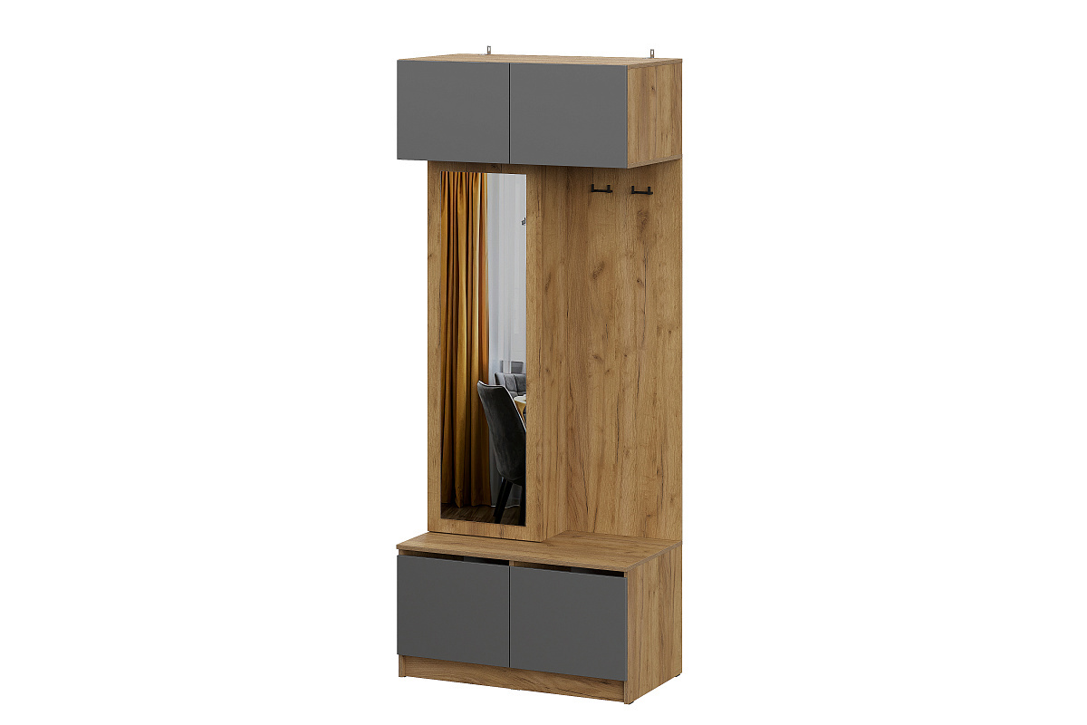 Изображение товара Комплект мебели для прихожей Авиньон из ЛДСП дуб крафт золотой и графит серый