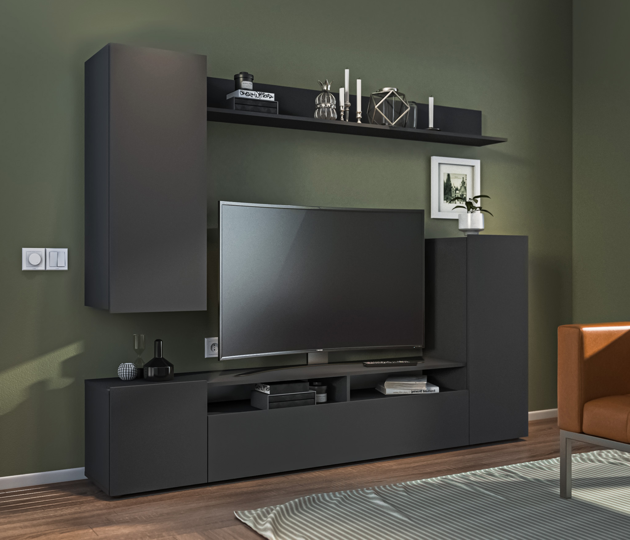 Изображение товара Модуль Столплит 2024338900001 213x200x33 см ЛДСП цвет серый