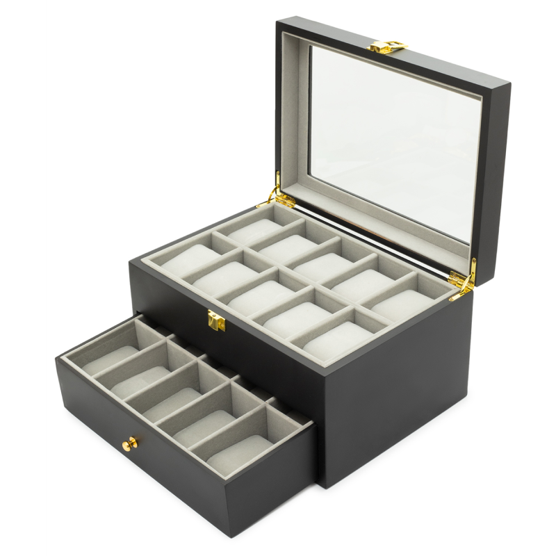 Изображение товара Шкатулка CLOX YC-31GR для часов и украшений с бархатной подкладкой