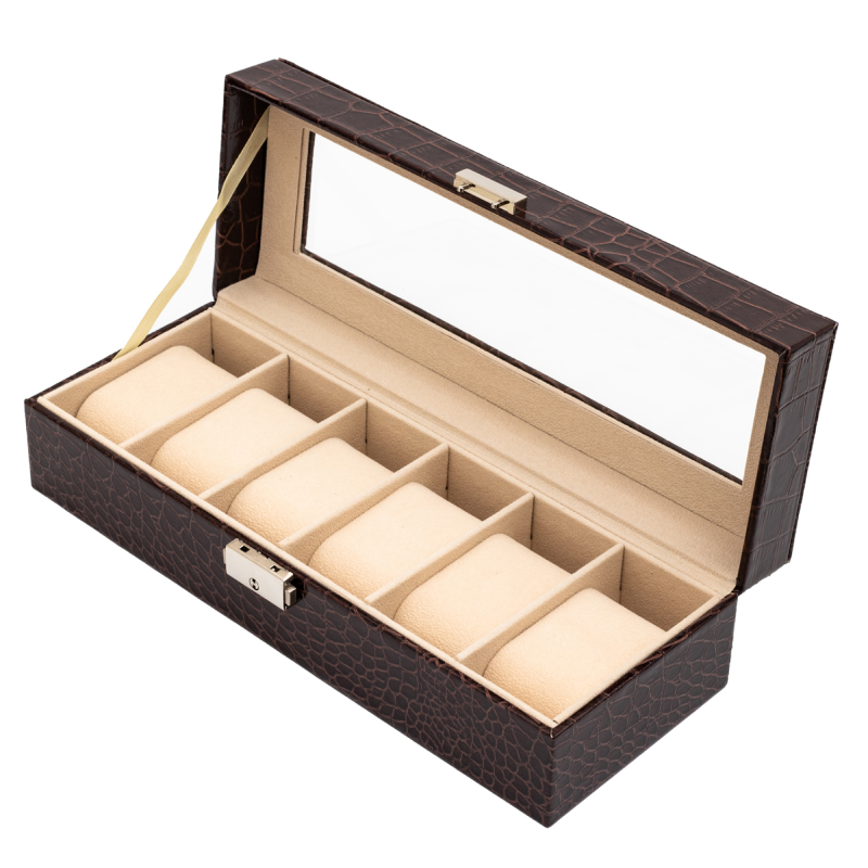 Изображение товара Шкатулка CLOX YC-06EK коричневая, 11x8 см, органайзер для часов и украшений