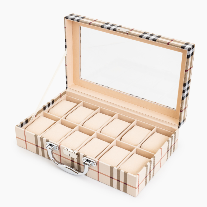 Изображение товара Шкатулка CLOX W-13BU для часов 12 отделений, бежевый