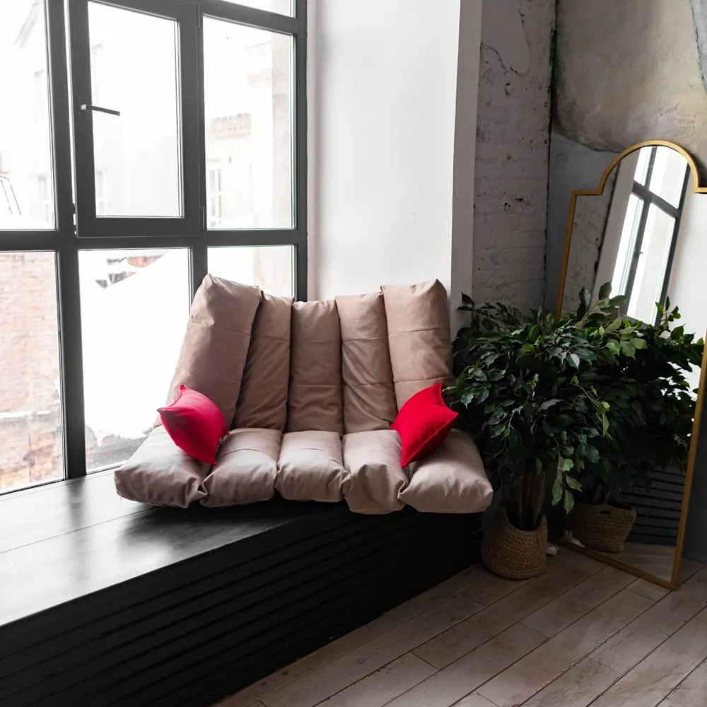 Изображение товара Матрас для садовых качелей Miella 130x130 см велюр бежевый с съемным чехлом