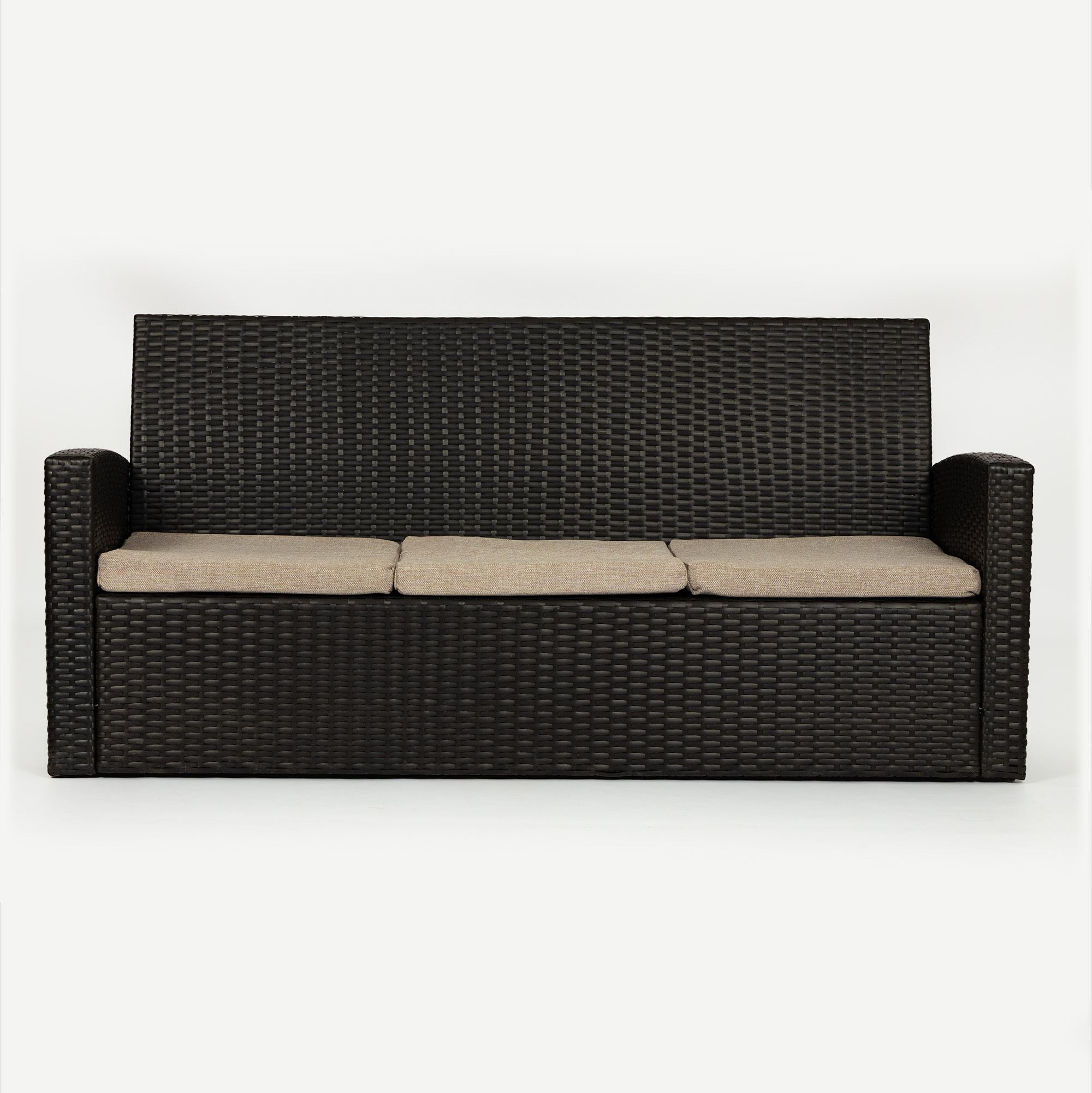 Изображение товара Диван садовый из искусственного ротанга с подушками 3 места, Россия