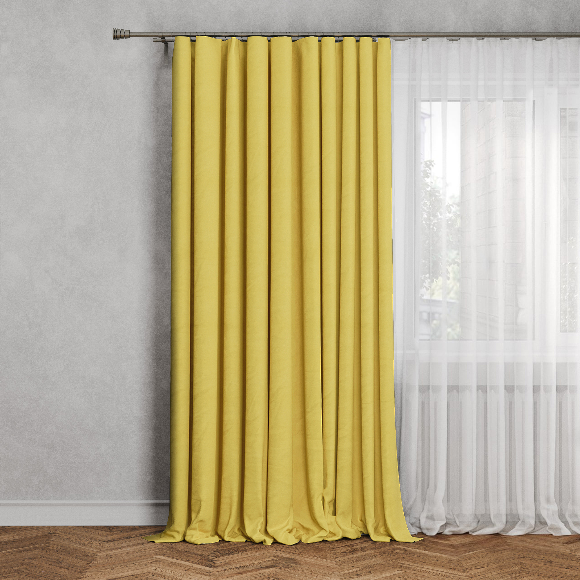 Изображение товара Штора Inspire Pharell Banana 4 140x280 см желтый - светонепроницаемая штора с лентой для спальни