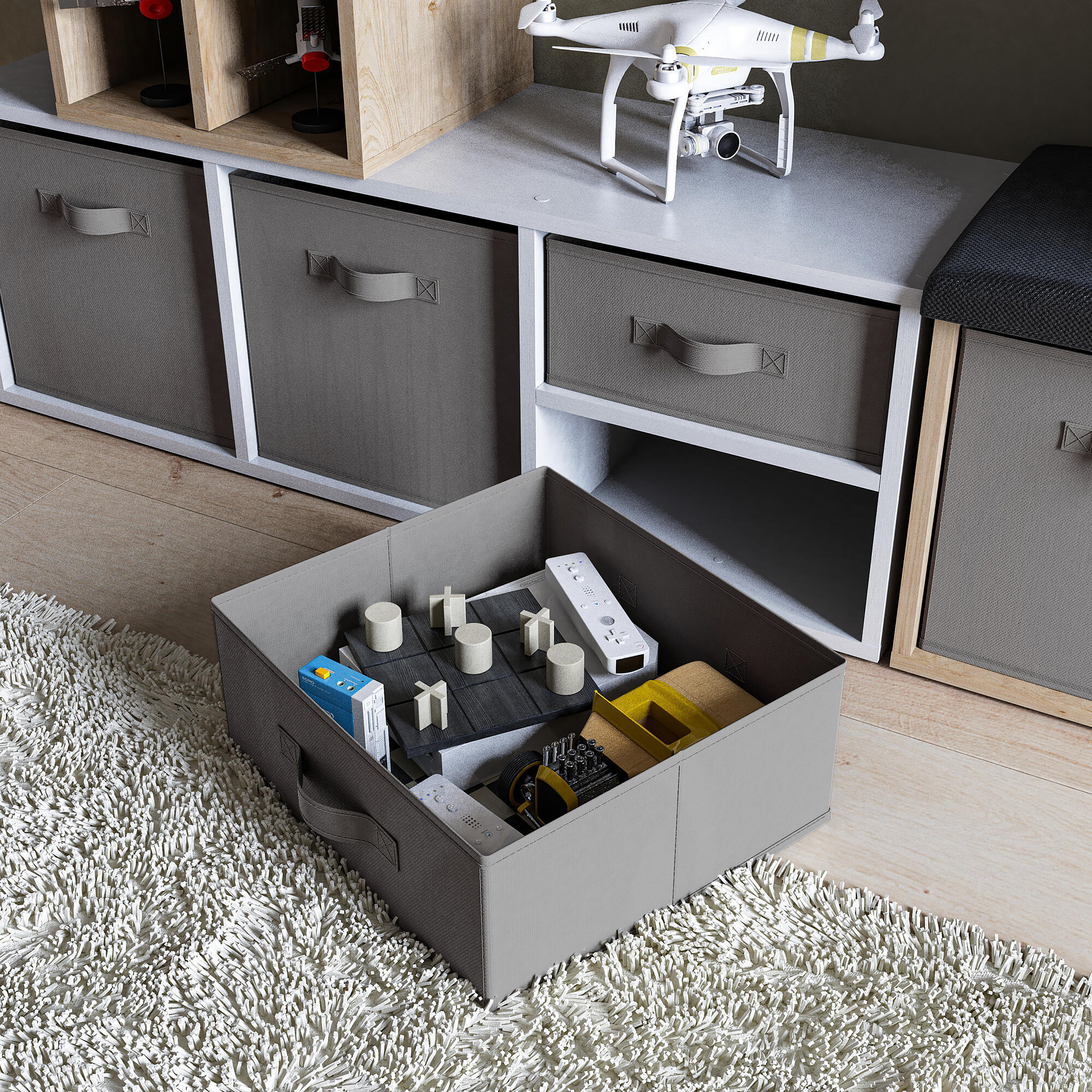 Изображение товара Короб-органайзер Гранит KONSENSA 15x31x31 см графитовый