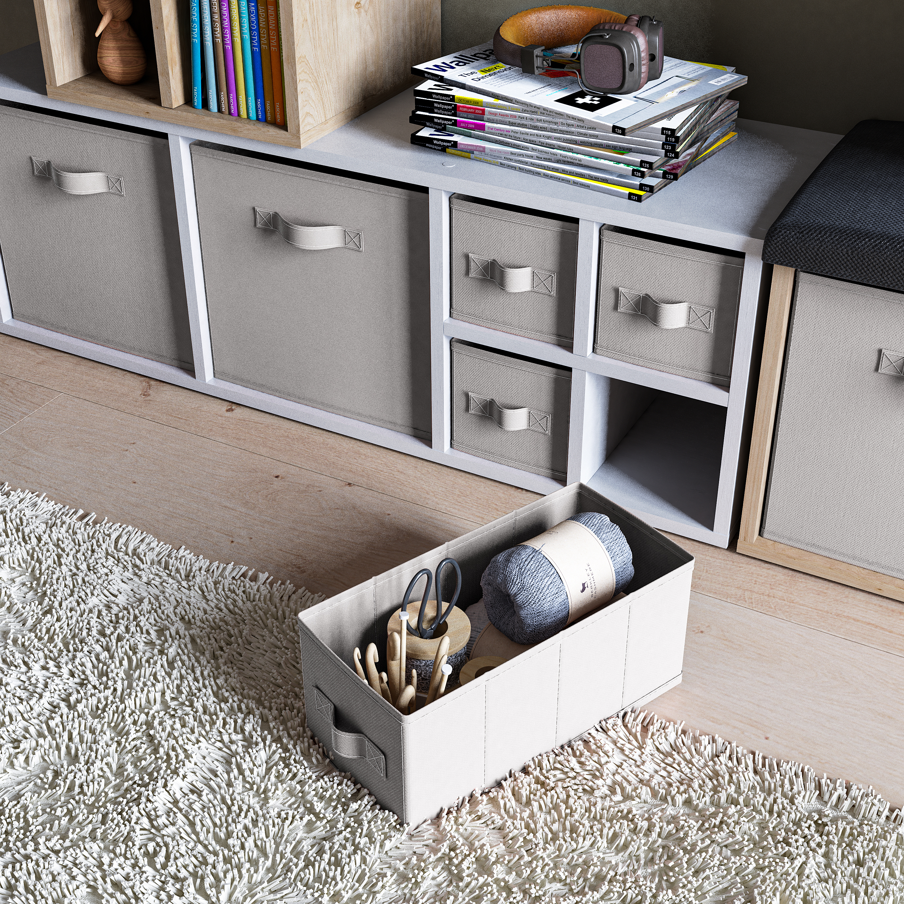 Изображение товара Короб-органайзер KONSENSA 15x31x15 см графитовый