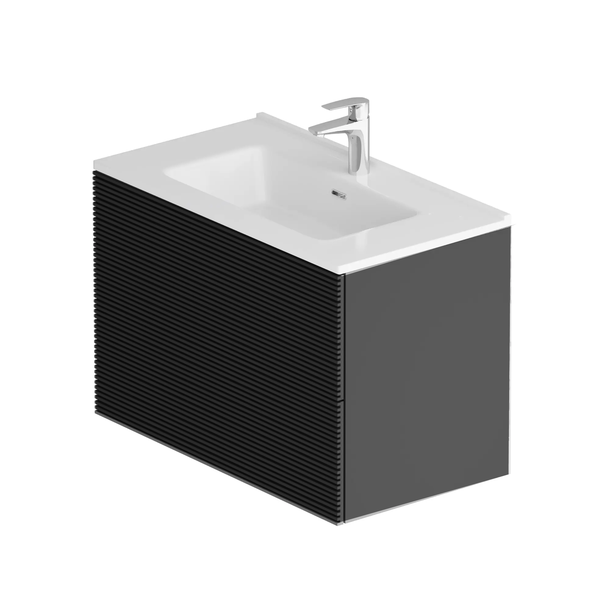 Изображение товара Тумба под раковину AM.PM Struktura M9SFHX0802BMHS 80 см черная
подвесная с двумя ящиками для ванной