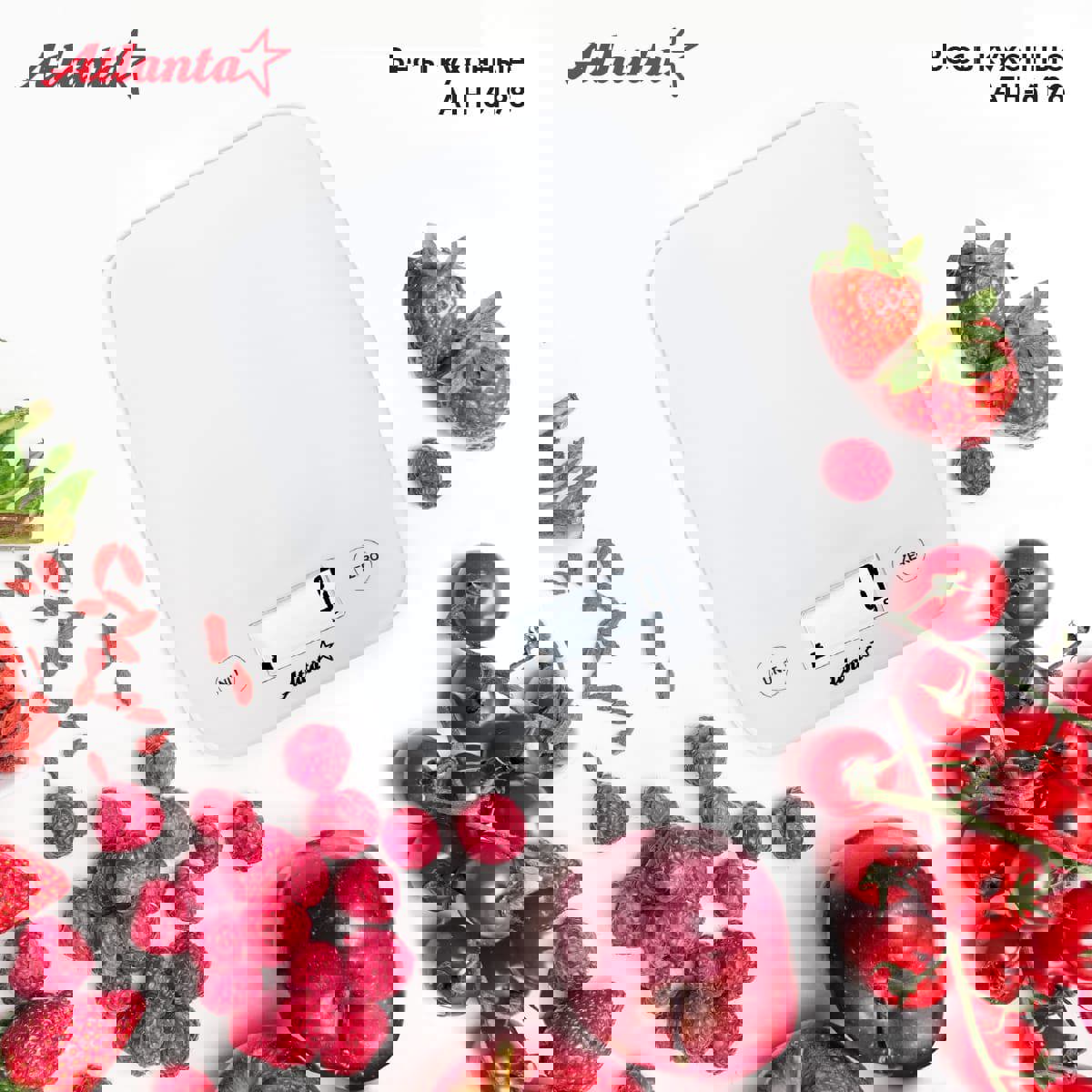 Изображение товара Электронные кухонные весы ATH-6198 white с ярким LED дисплеем точное взвешивание