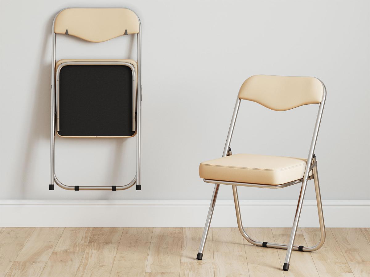 Изображение товара Современный офисный стул Лорри из экокожи бежевый с хромом 39.5x82.5x45.6 см