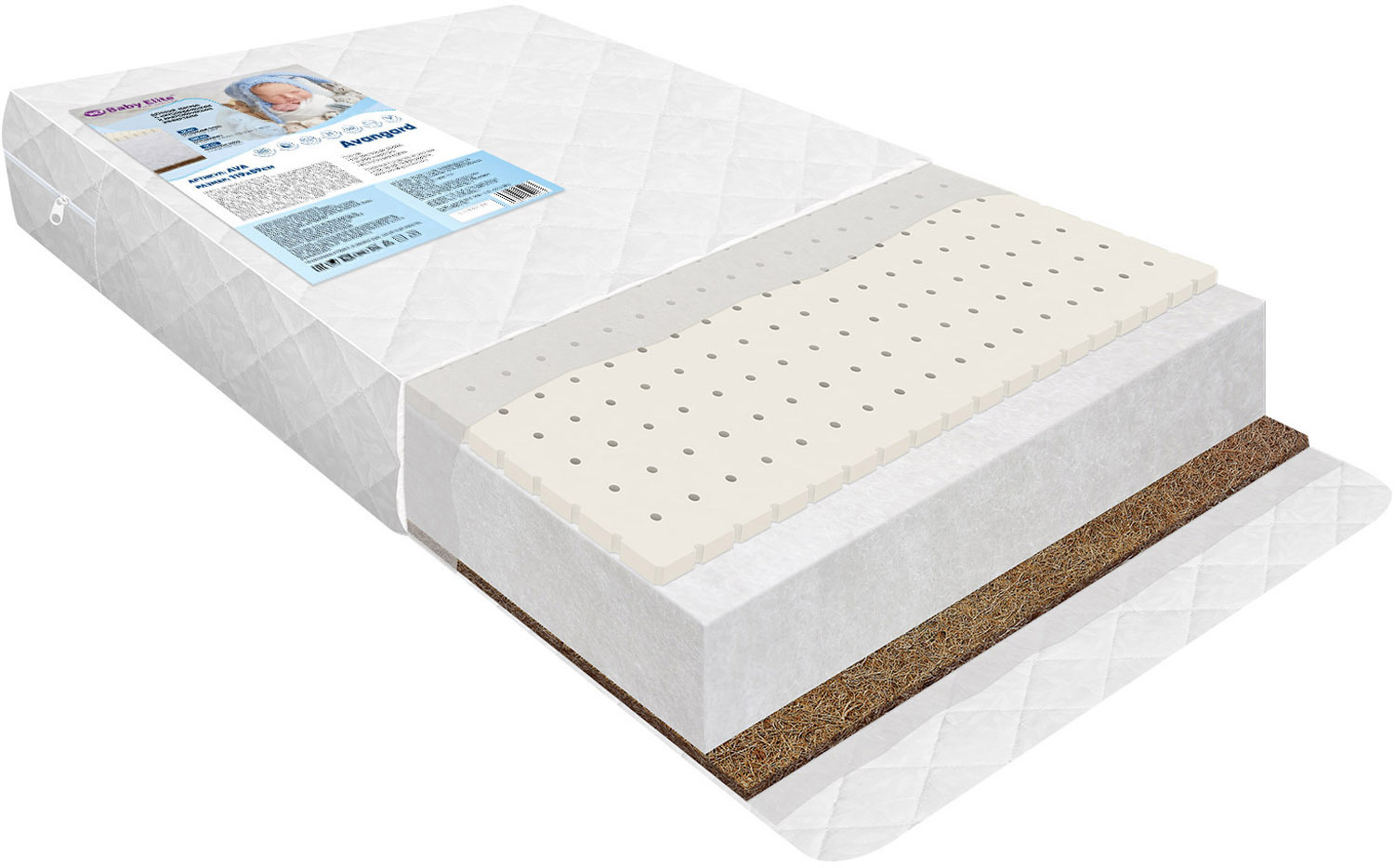 Изображение товара Детский матрас Baby Elite Avangard 59x119x12 гипоаллергенный двусторонний