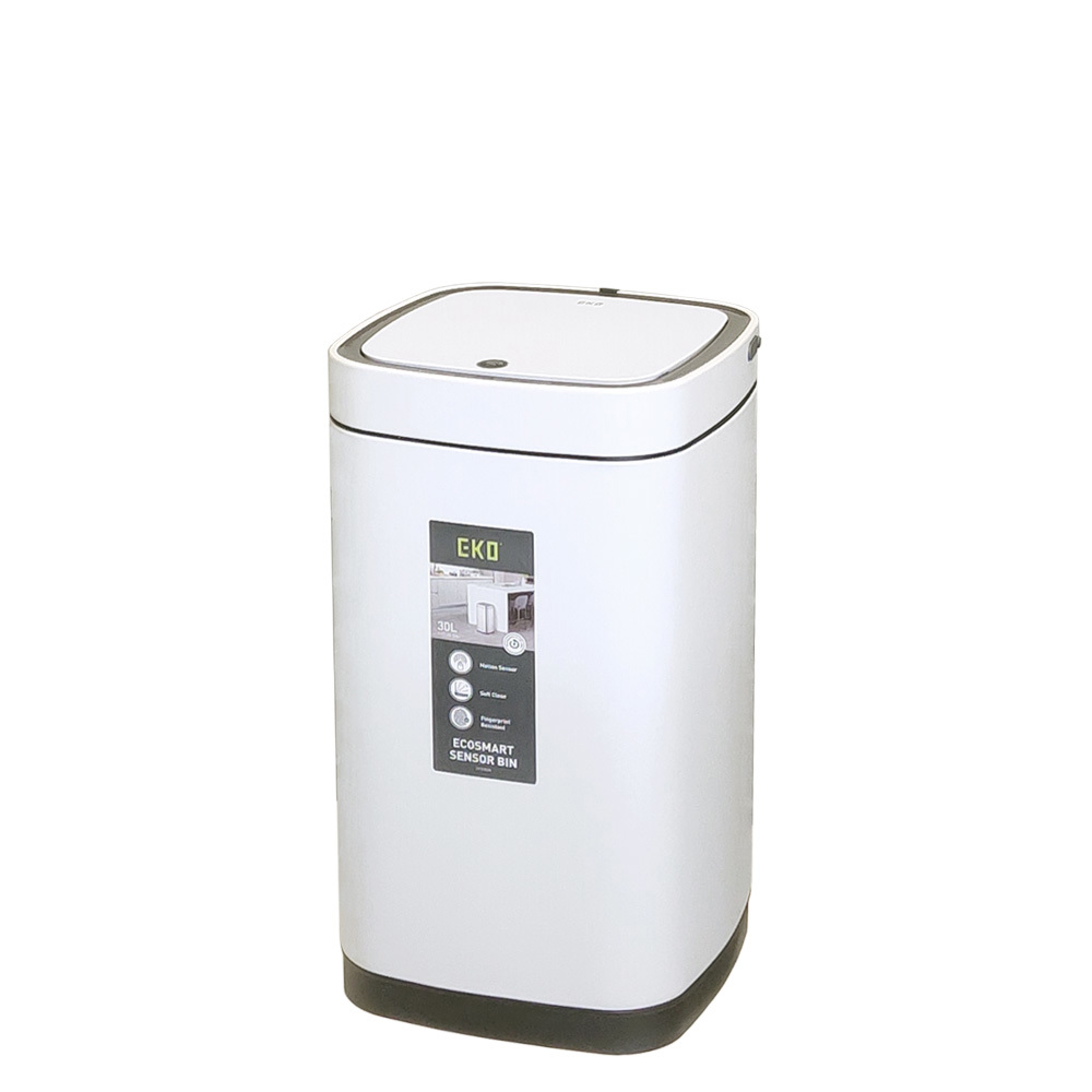 Изображение товара Мусорное ведро сенсорное 30 л Eko перезаряжаемое окрашенная сталь цвет белый матовый