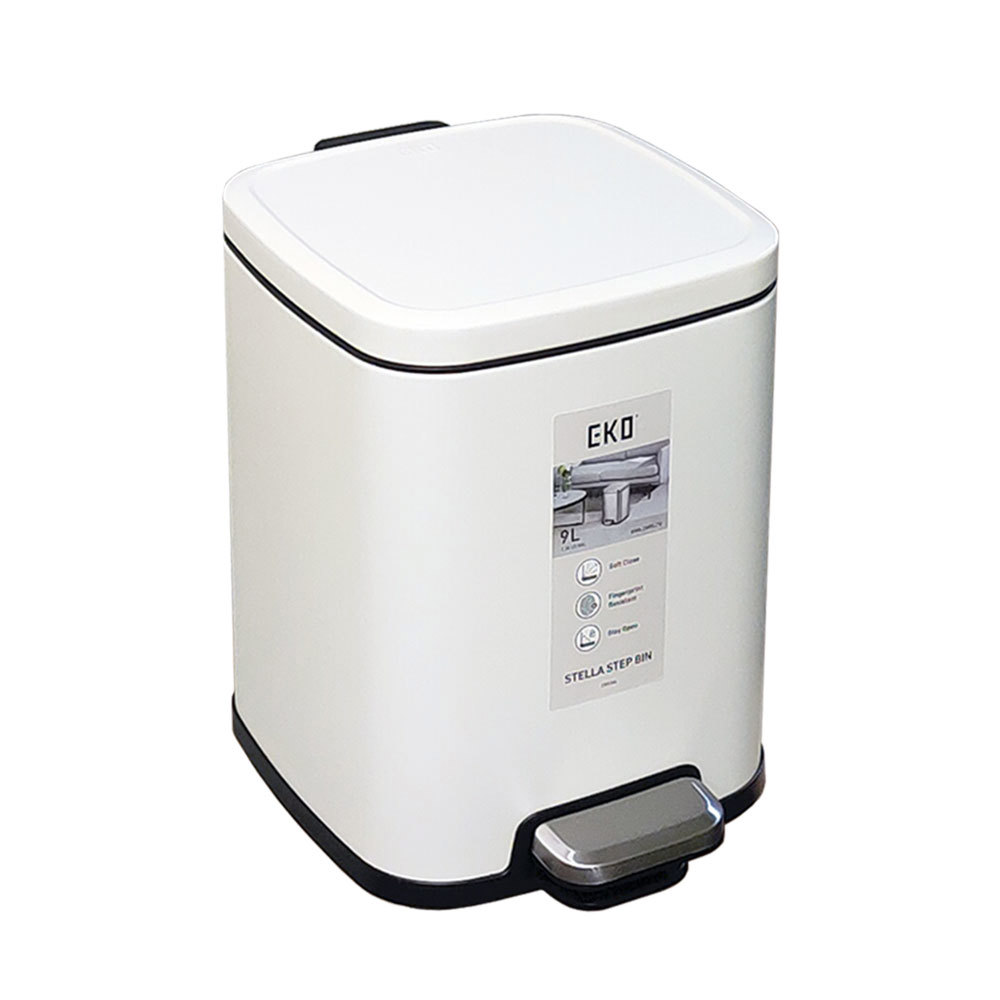 Изображение товара Педальное мусорное ведро EKO STELLA STEP BIN 9 л EK9384P-9L-WH белое