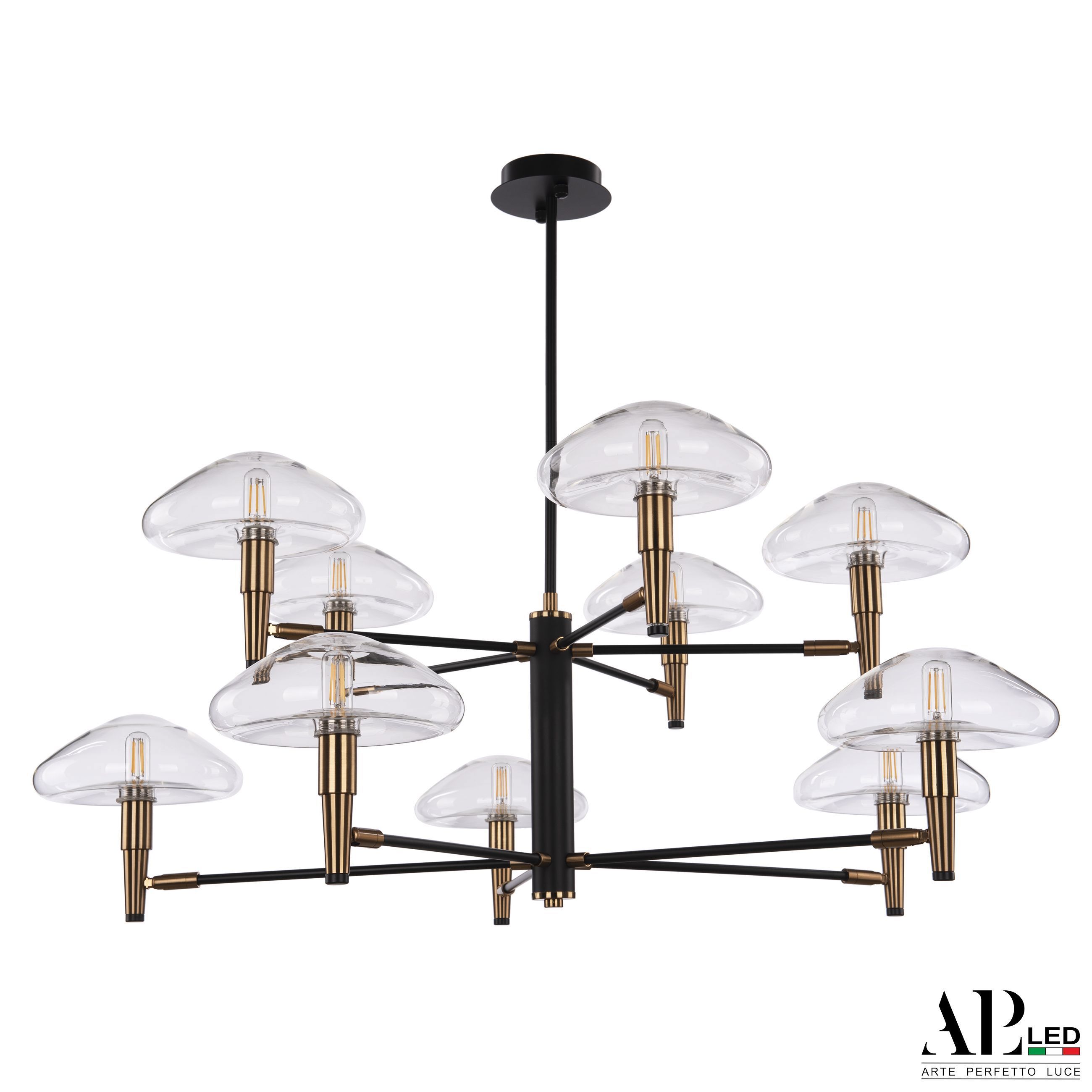 Изображение товара Люстра на штанге светодиодная Arte perfetto luce 3308.1006.5+5.fp+bk 20 м² черный стиль модерн