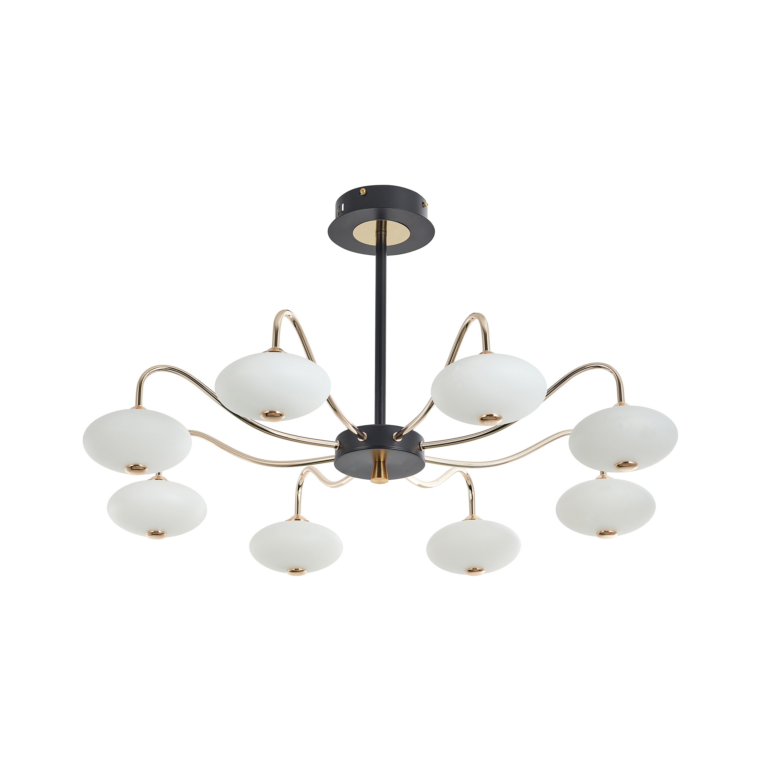 Изображение товара Люстра светодиодная на штанге Arte perfetto luce 145Вт черная с белыми плафонами для больших помеще