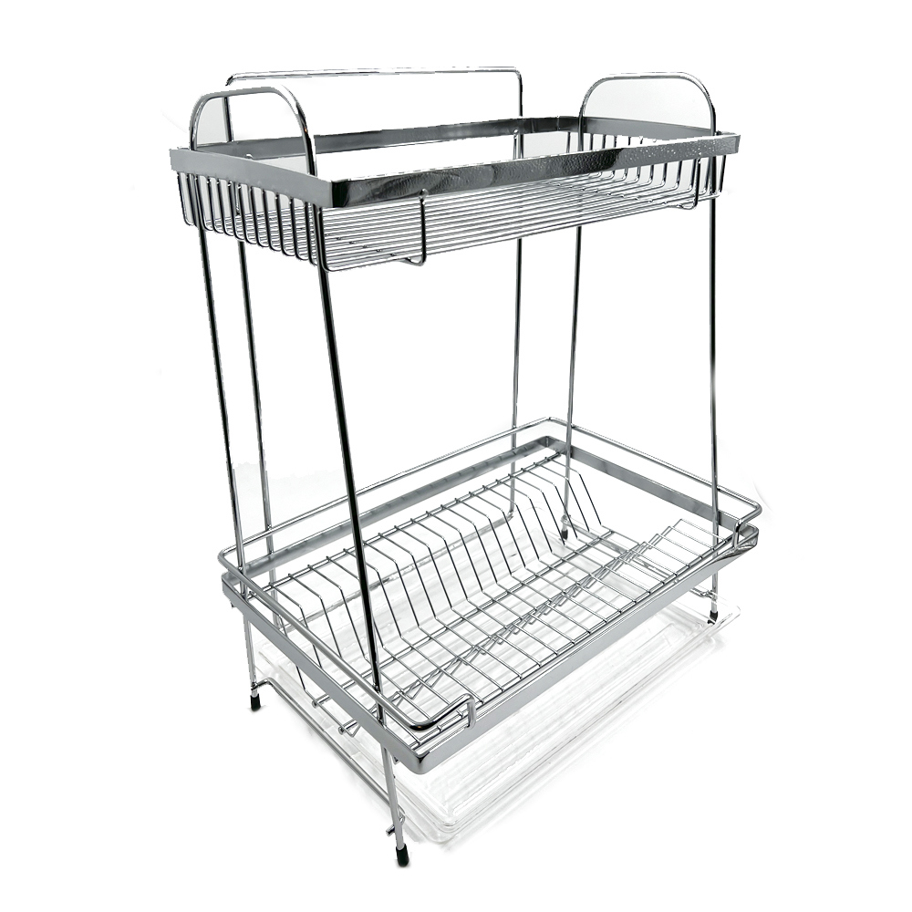 Изображение товара Сушилка для посуды 28 см с 2 ярусами и поддоном в цвете хром