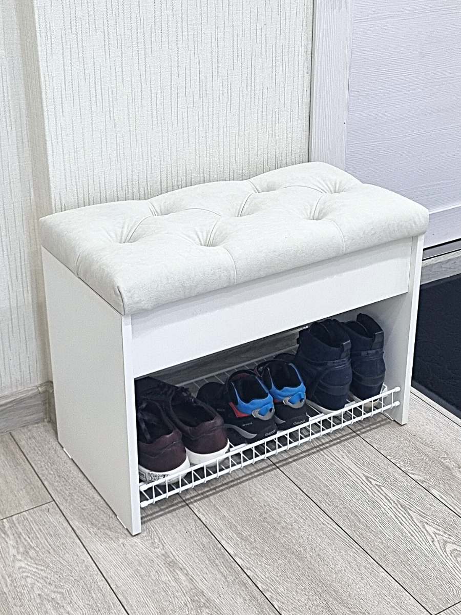 Изображение товара Полка для обуви Puffsib 61x48x32 см с сиденьем и ящиком для прихожей