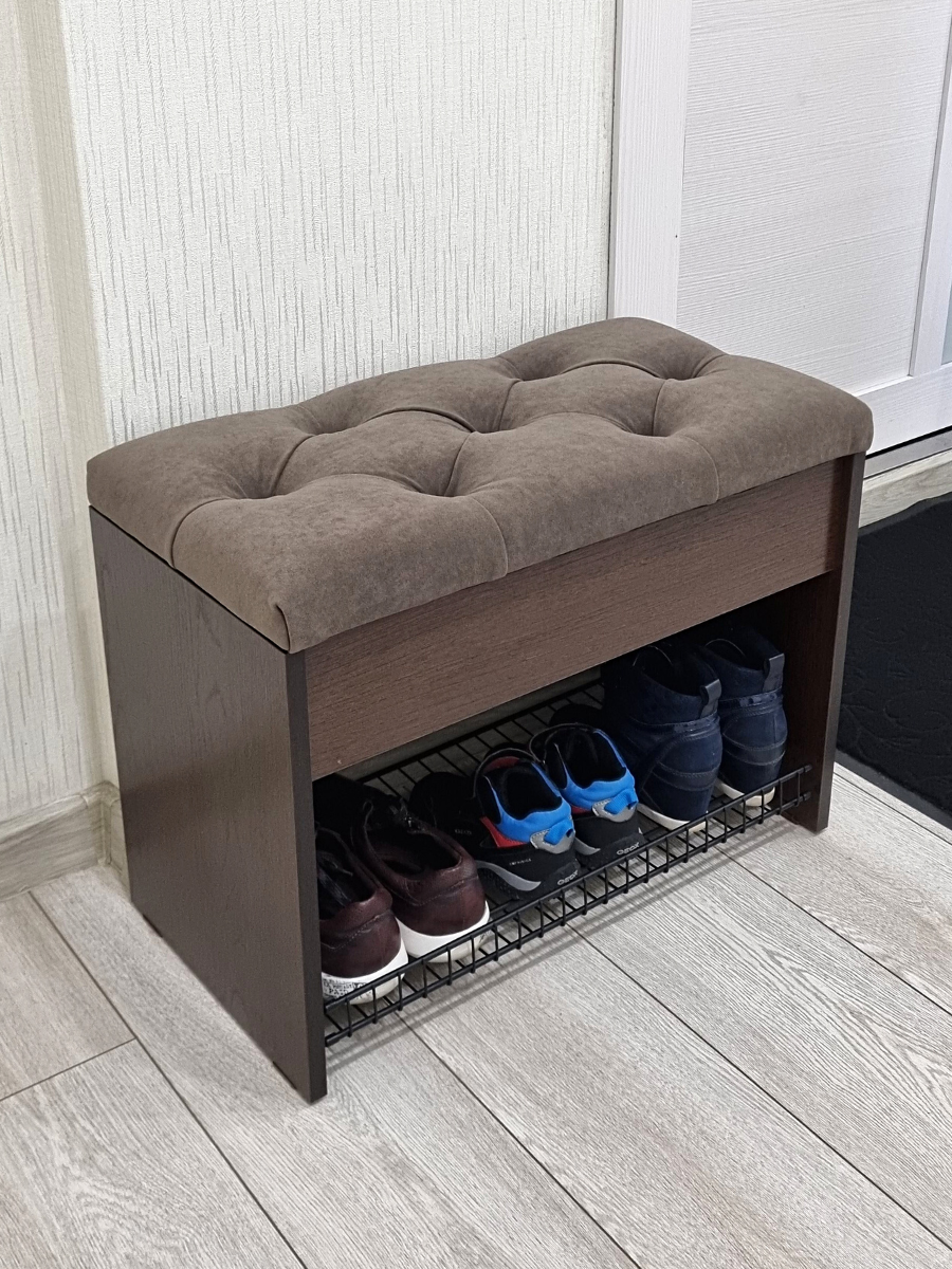 Изображение товара Обувница Пuffsib 61x48x32 см с ящиком и сиденьем венге