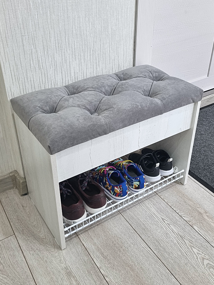 Изображение товара Банкетка Puffsib 61x48x32 см 1 полка ЛДСП цвет серый/бетон