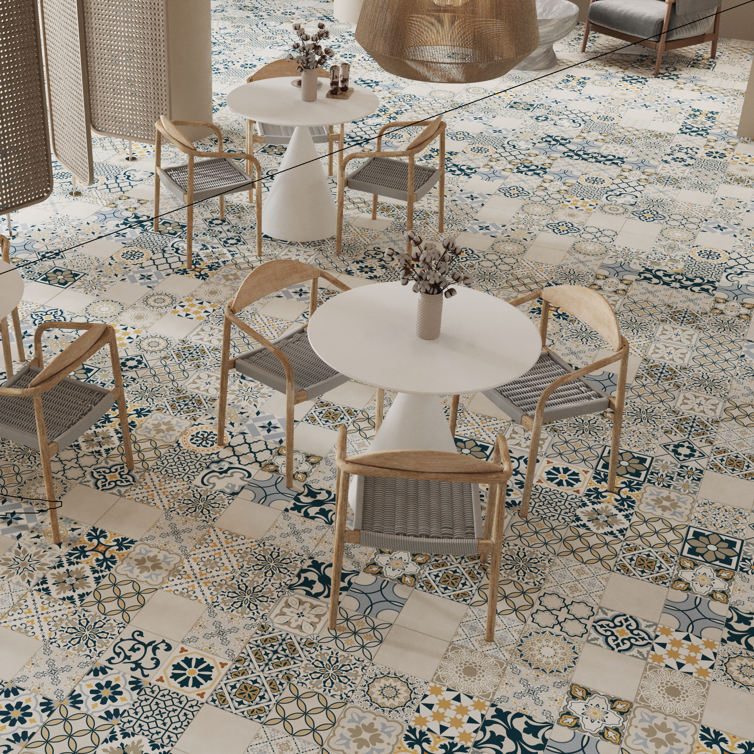 Изображение товара Глазурованный керамогранит Estima Jam JA02 40.5x40.5 см серо-синий 13 рисунков