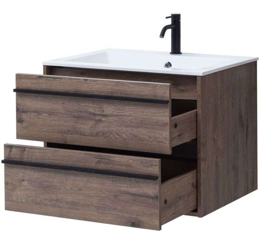 Изображение товара Подвесная тумба под раковину AQUANET Lino 70 см коричневая влагостойкий ЛДСП