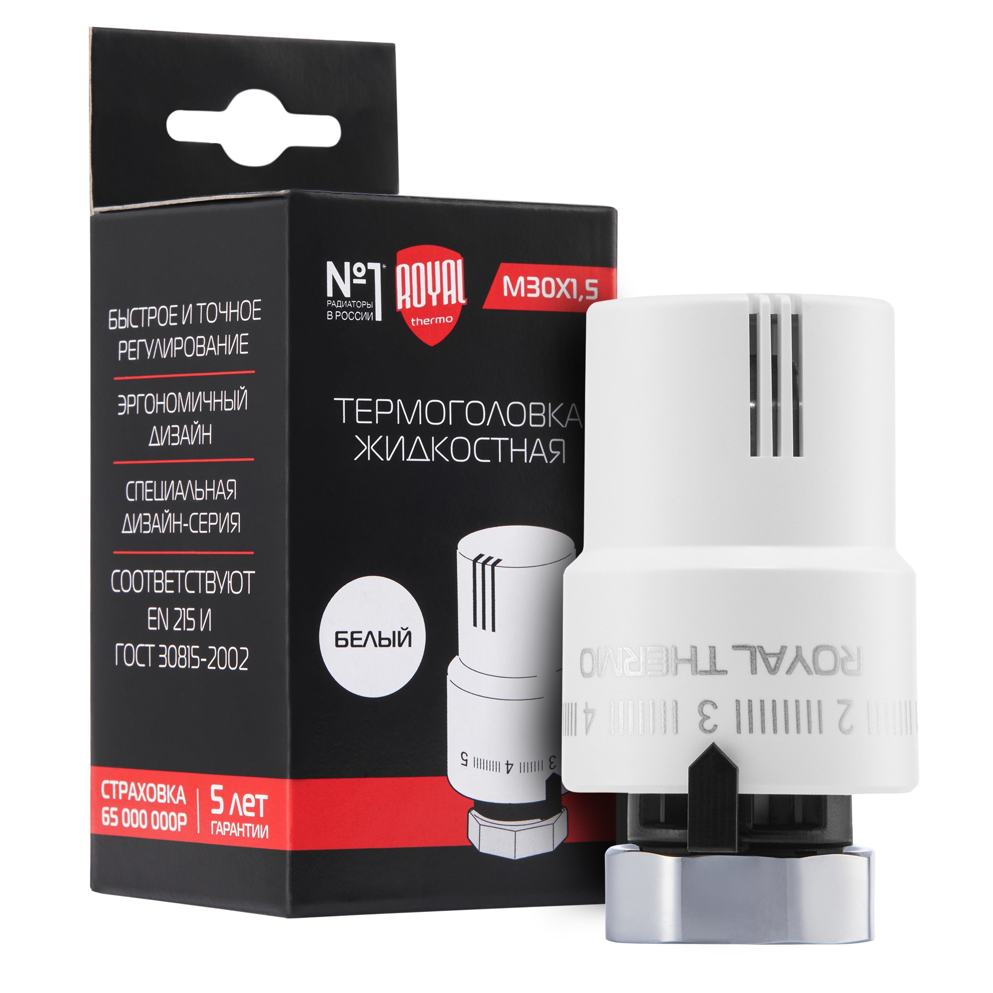 Изображение товара Термостатическая головка жидкостная Royal Thermo RTO 08.01 M30x1.5 белая