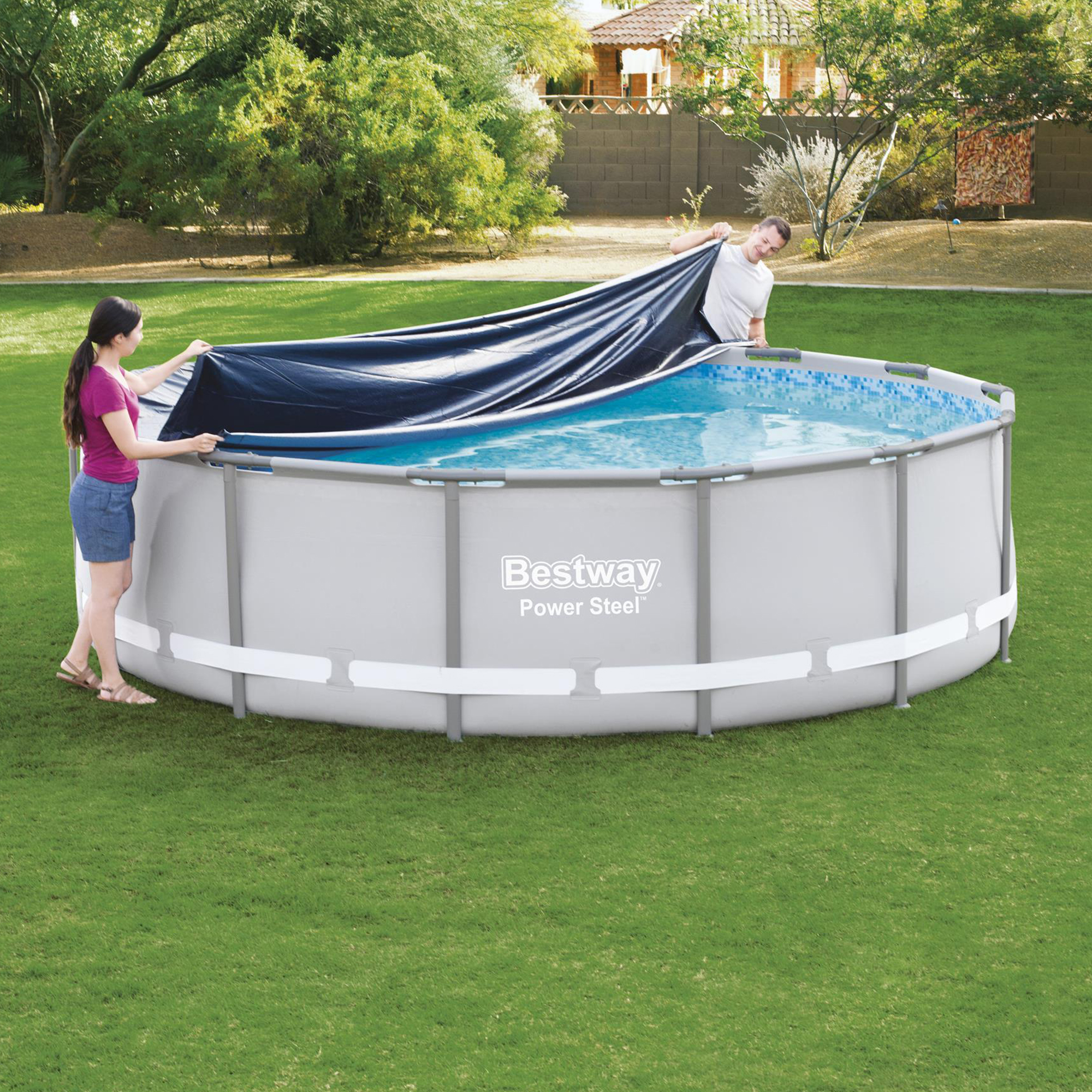 Тент для бассейна Bestway ø4.27 м ПВХ черный - 10