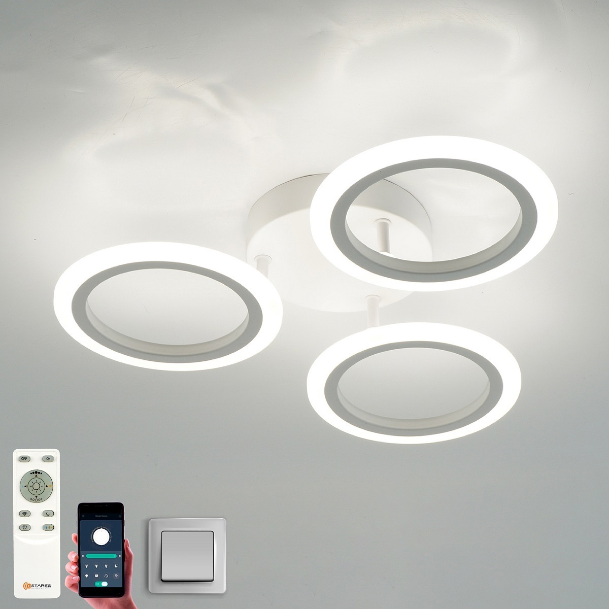 Изображение товара Светодиодная люстра ESTARES с пультом управление и изменение цвета 10 м² белый