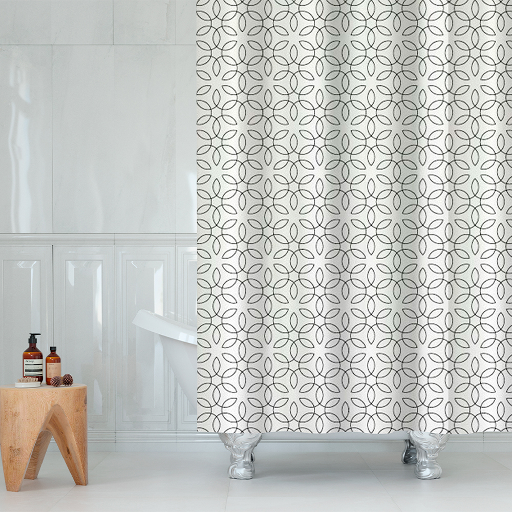 Изображение товара Шторка для ванной комнаты DELPHINIUM 104285 180x180см цвет серый/серебристый