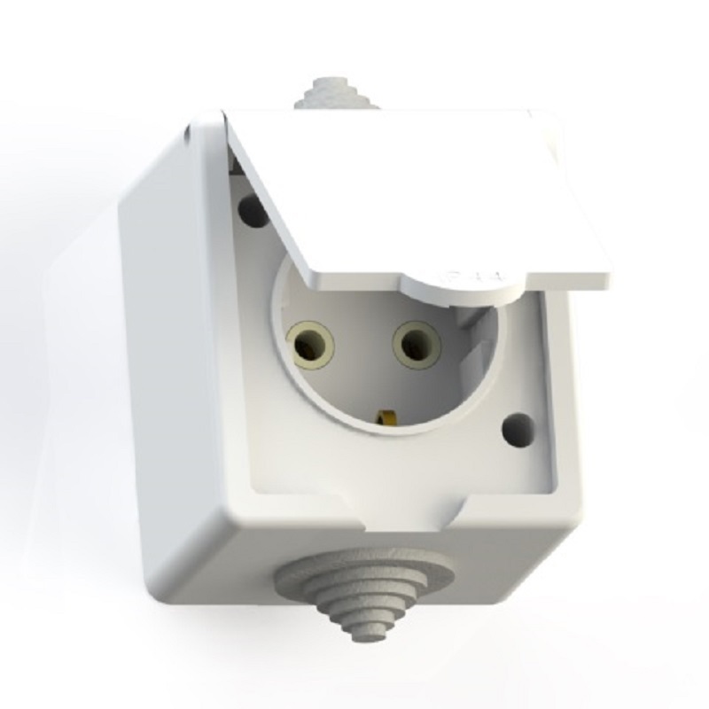 Изображение товара IP44 Розетка брызгозащищенная открытой установки с з/к одноместная (16А) РА16-660