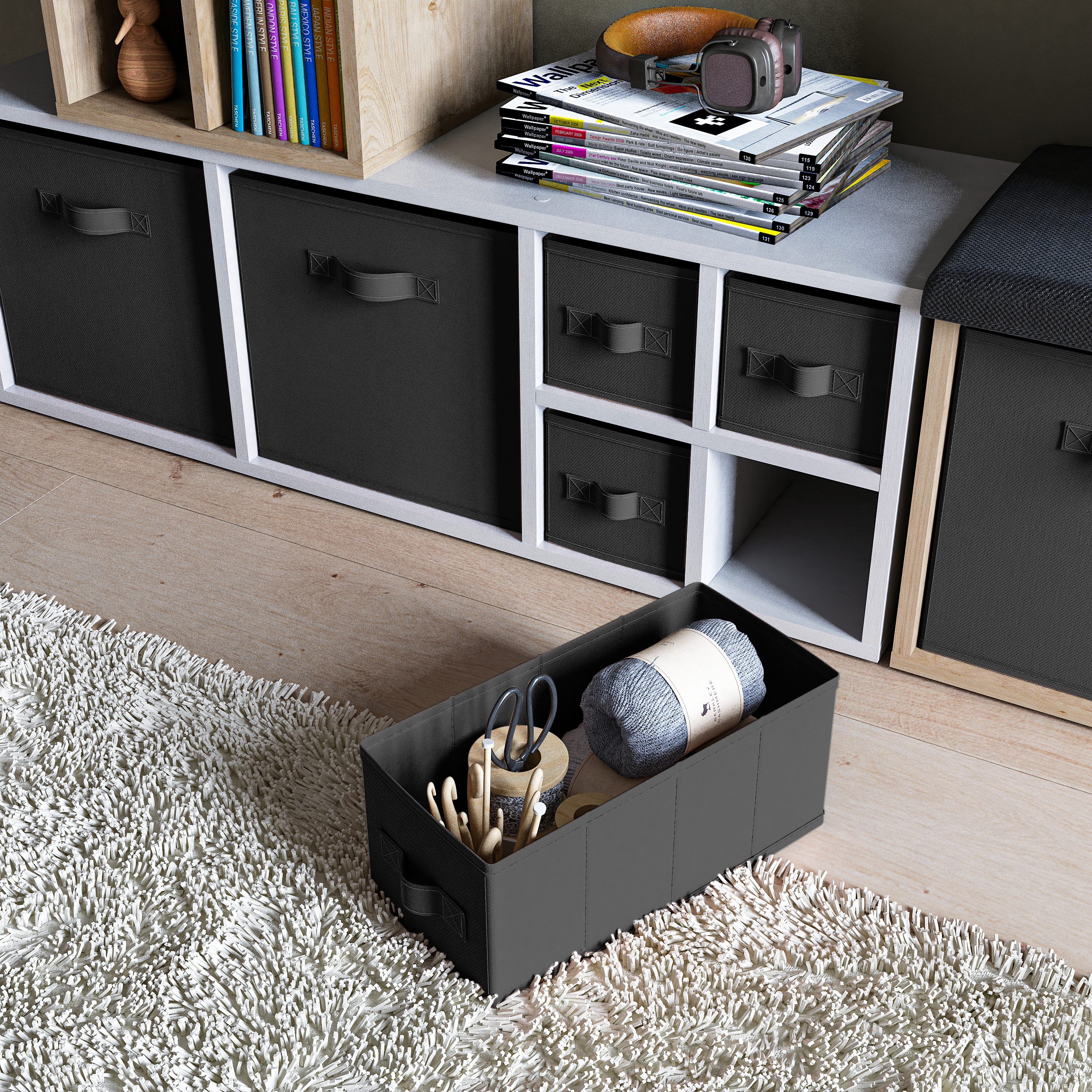 Изображение товара Короб-органайзер KONSENSA 15x31x15 см из полипропилена, черный
