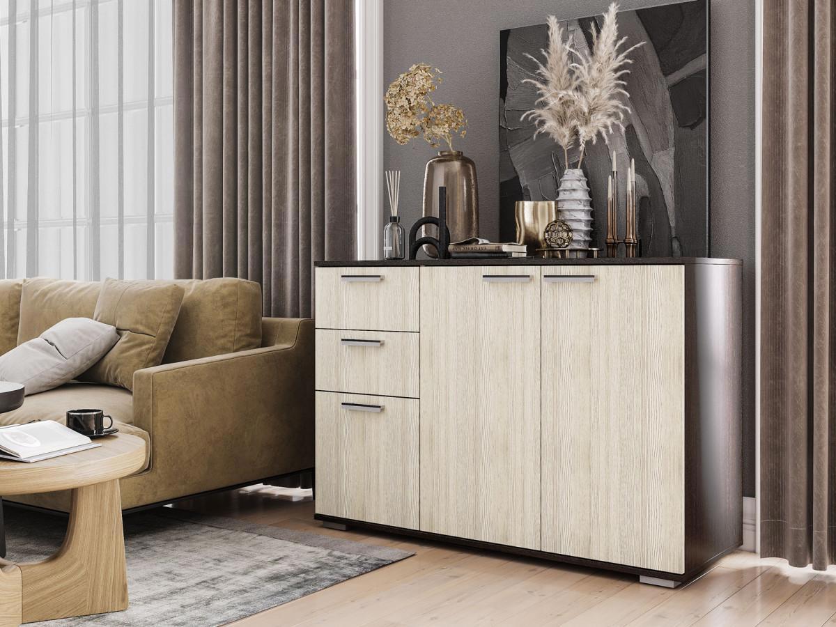 Изображение товара Комод Bts Стандарт 3, 2 ящика, 120x46x83 см, венге/дуб лоредо