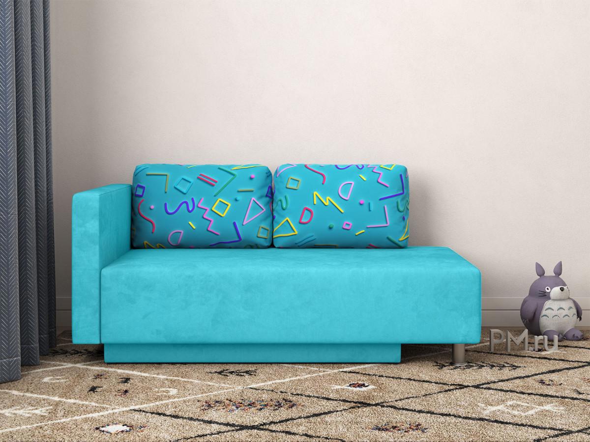 Изображение товара Диван Первый мебельный Мэдисон раскладной с ящиком синего цвета