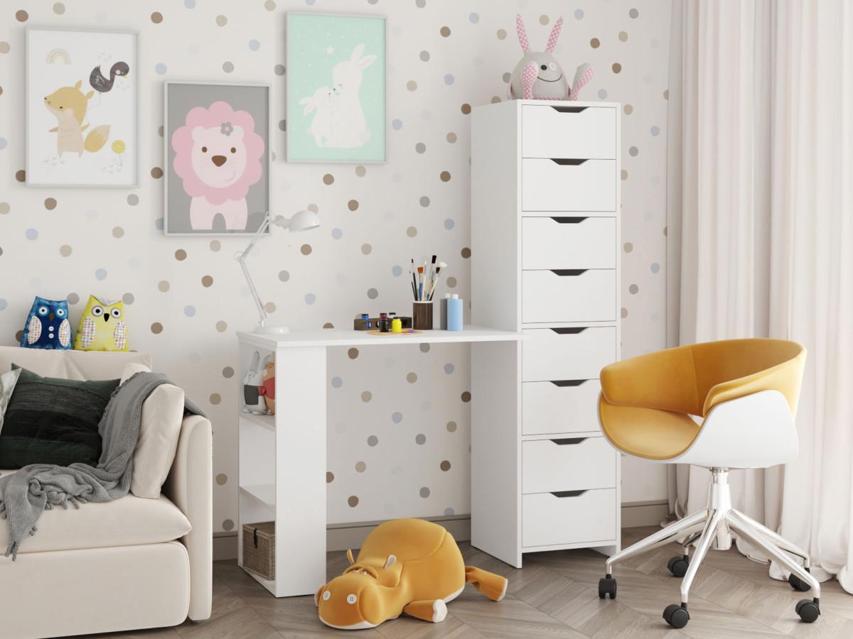 Изображение товара Компьютерный стол Юнит из ЛДСП Белый с ящиками для офиса и дома 118.8x149.4x49.3 см