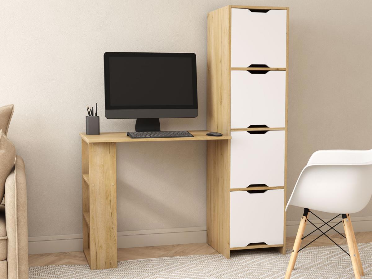 Изображение товара Компьютерный стол Правила мебели Юнит 118.8x149.4x49.3 см белый ЛДСП Россия