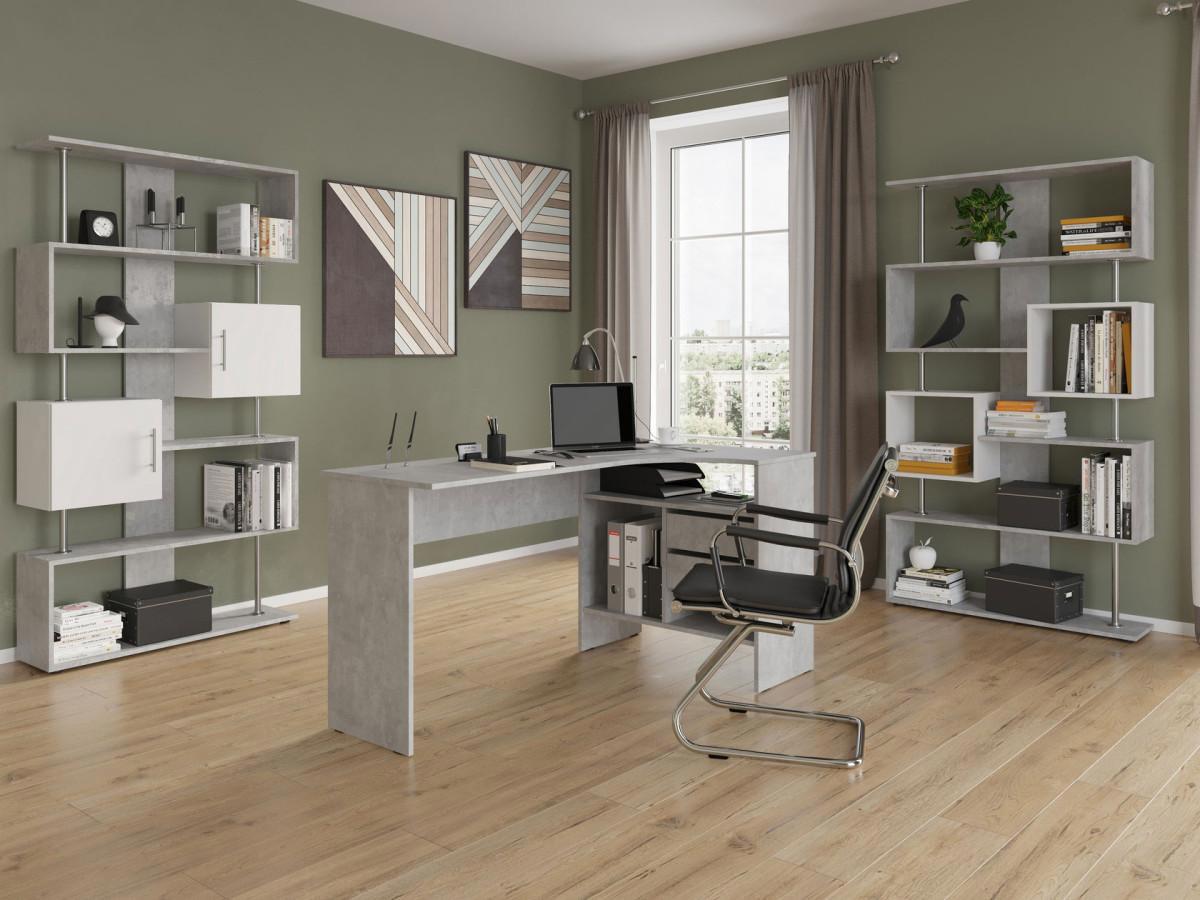Изображение товара Компьютерный стол Сокол Шепард 145x74x81 см угловой с ящиками в стиле бетон