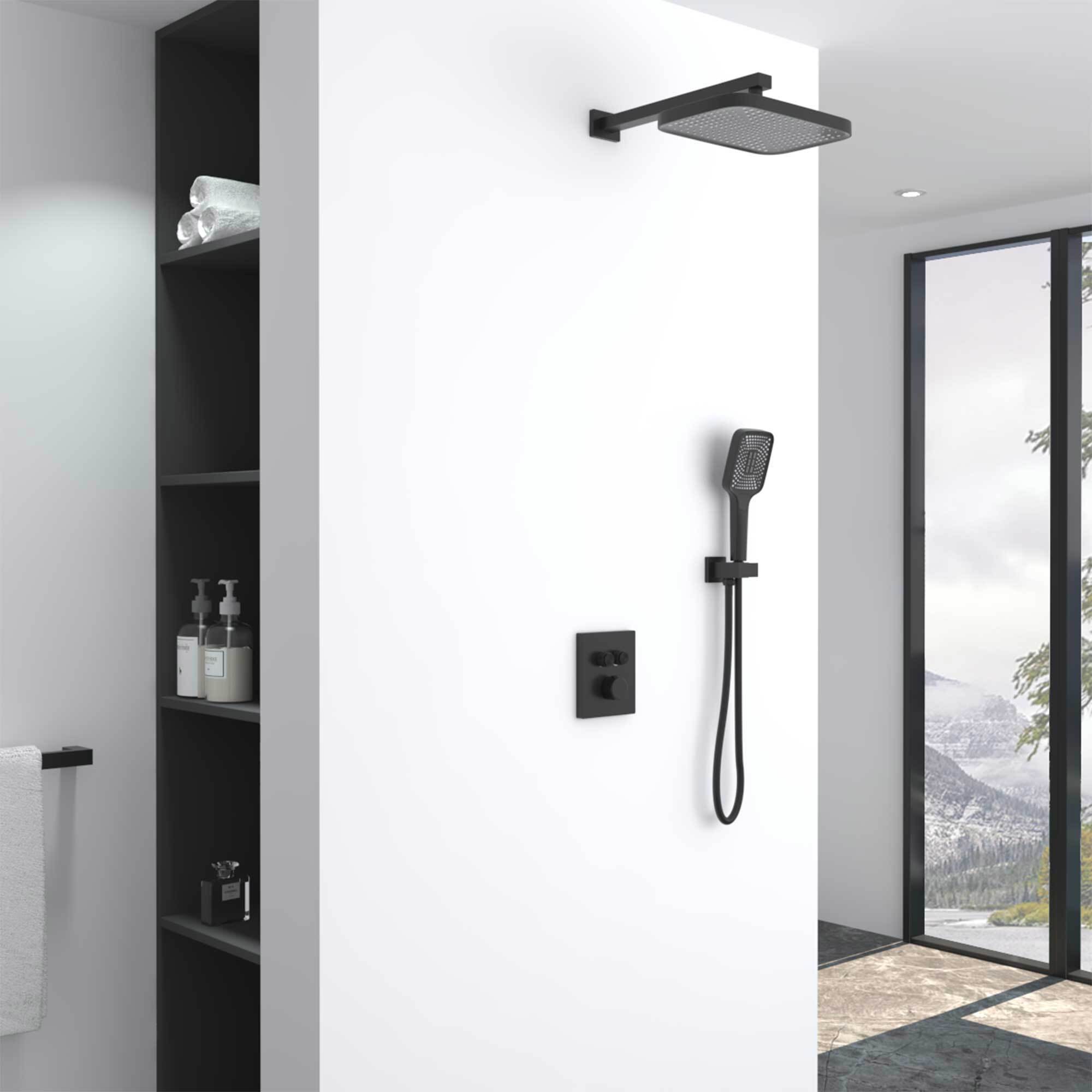 Изображение товара Душевая система Vincea VSFW-321MT1MB встраиваемый термостатический двухрежимный цвет черный