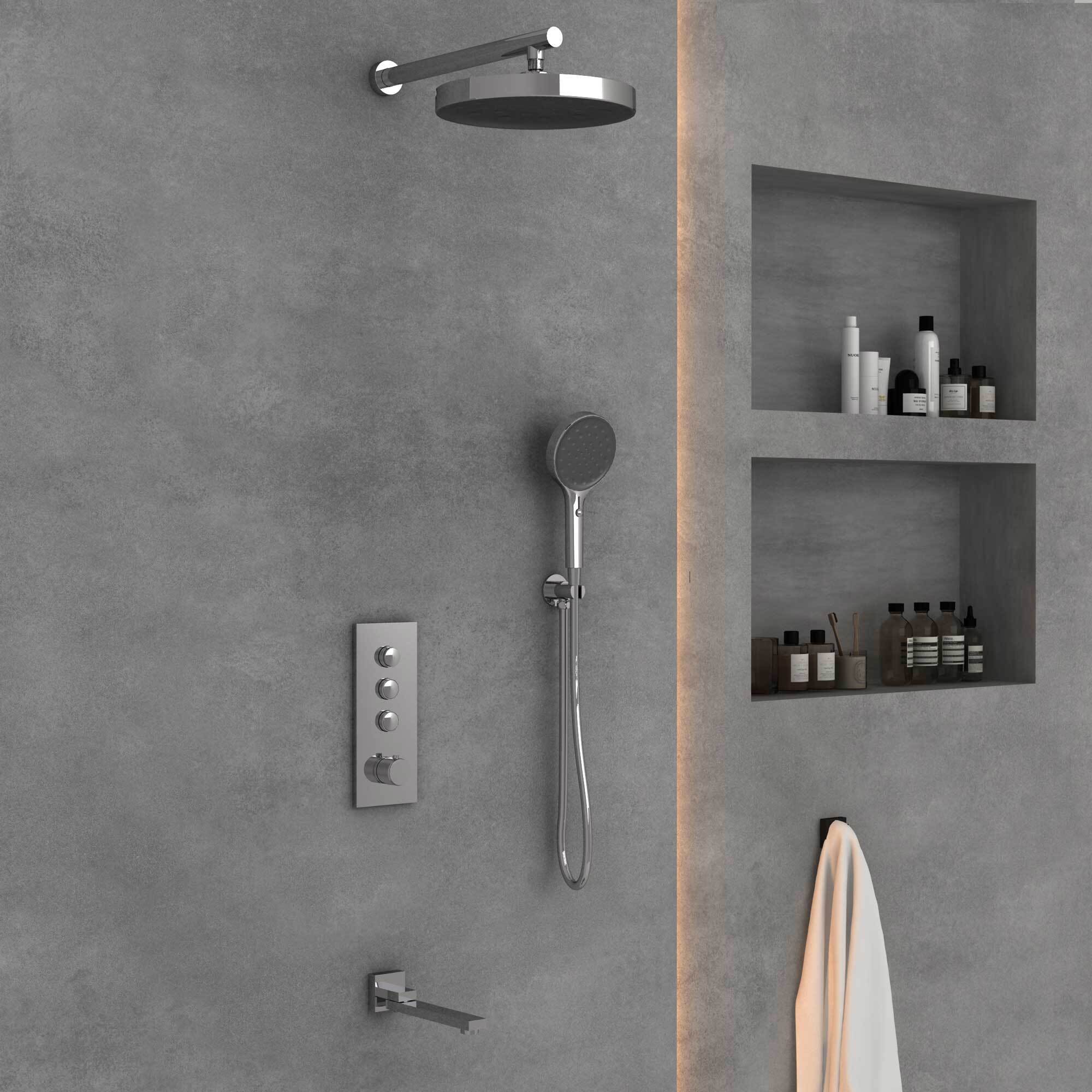 Изображение товара Душевой комплект VINCEA VSFW-433TI2CH с верхним душем серый хром