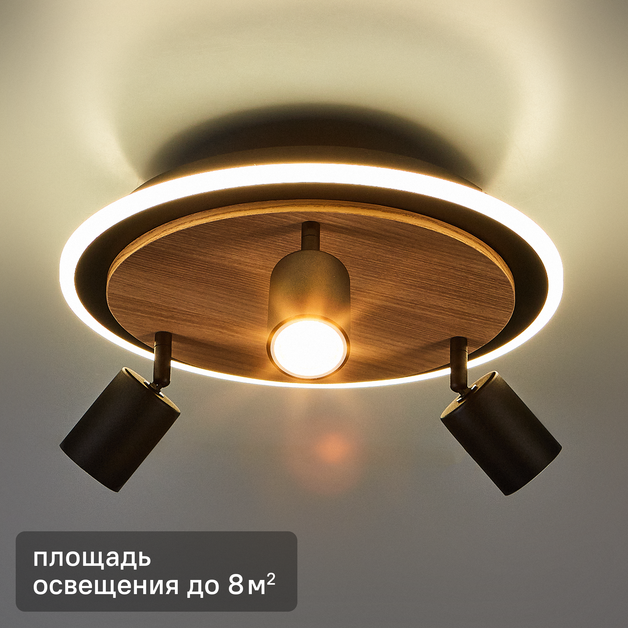 Изображение товара Светильник потолочный Lumion Ledio 6572/15CLR 3 лампы и светодиодная подсветка 8 м² нейтральный белый свет цвет черный