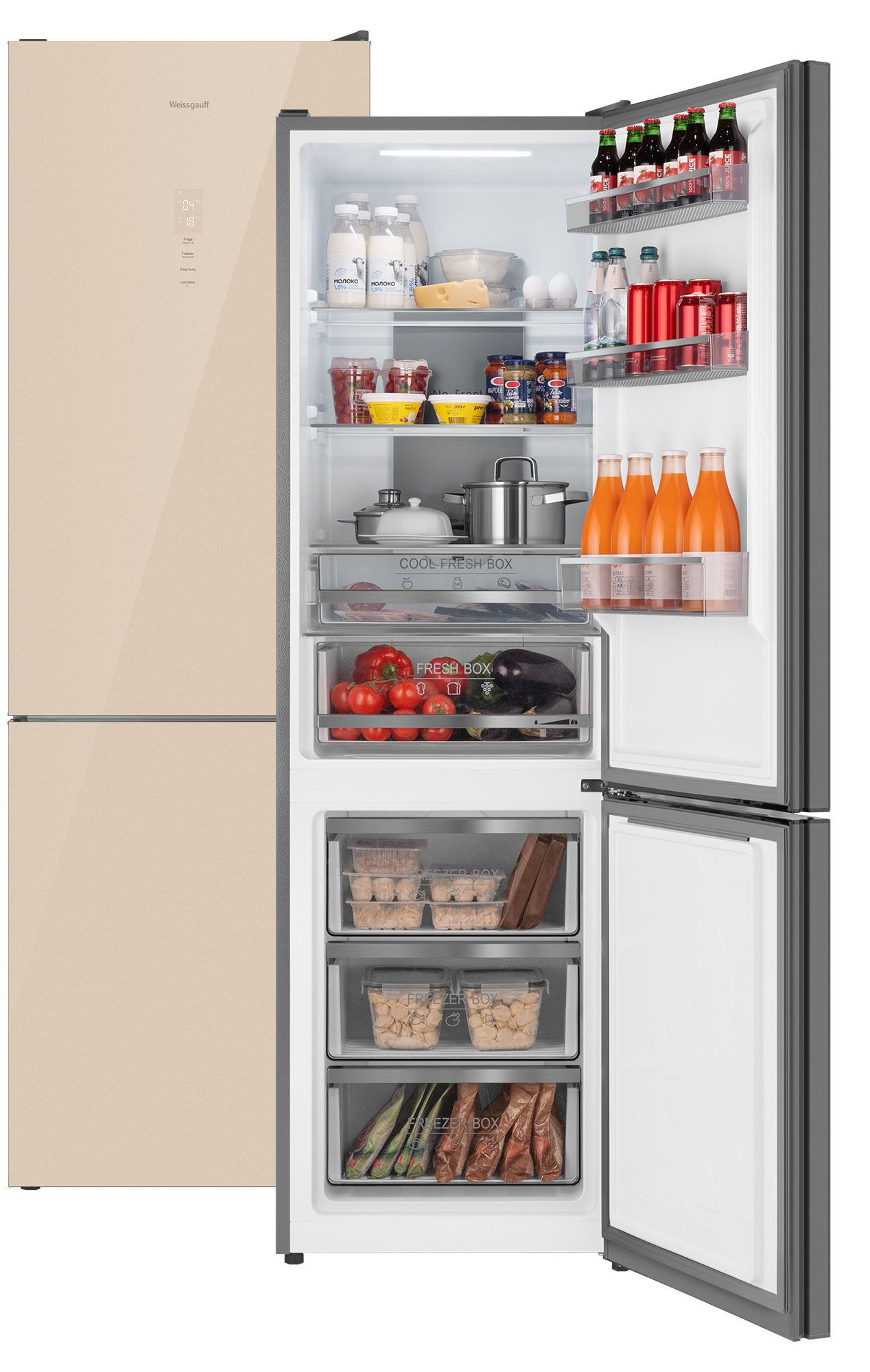 Изображение товара Отдельностоящий холодильник Weissgauff WRK 195 D 59.5x195 см цвет бежевый