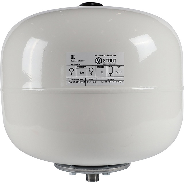 Изображение товара Расширительный бак для ГВС 24 л Stout 3/4" белый для систем горячего водоснабжения