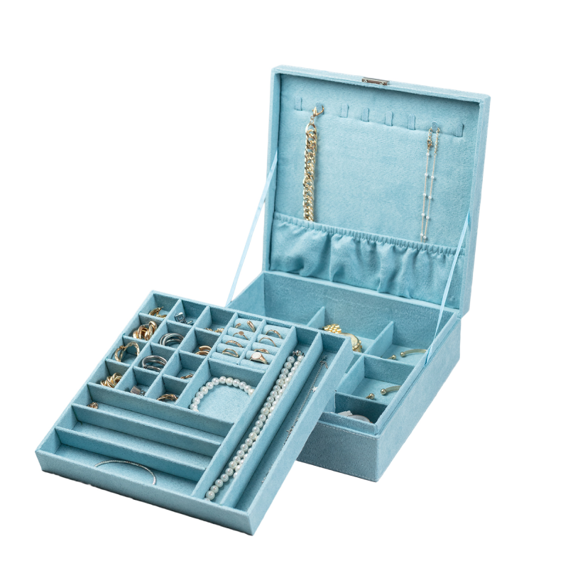 Изображение товара Шкатулка Clox 26x9.5 см велюр цвет голубой