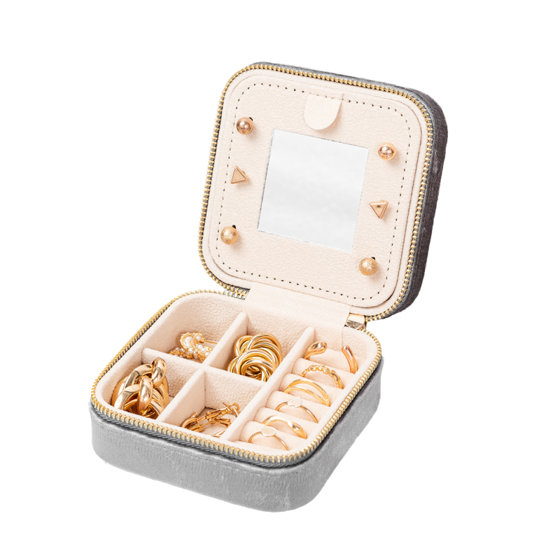 Изображение товара Шкатулка Clox 10x5 см вельвет цвет серый