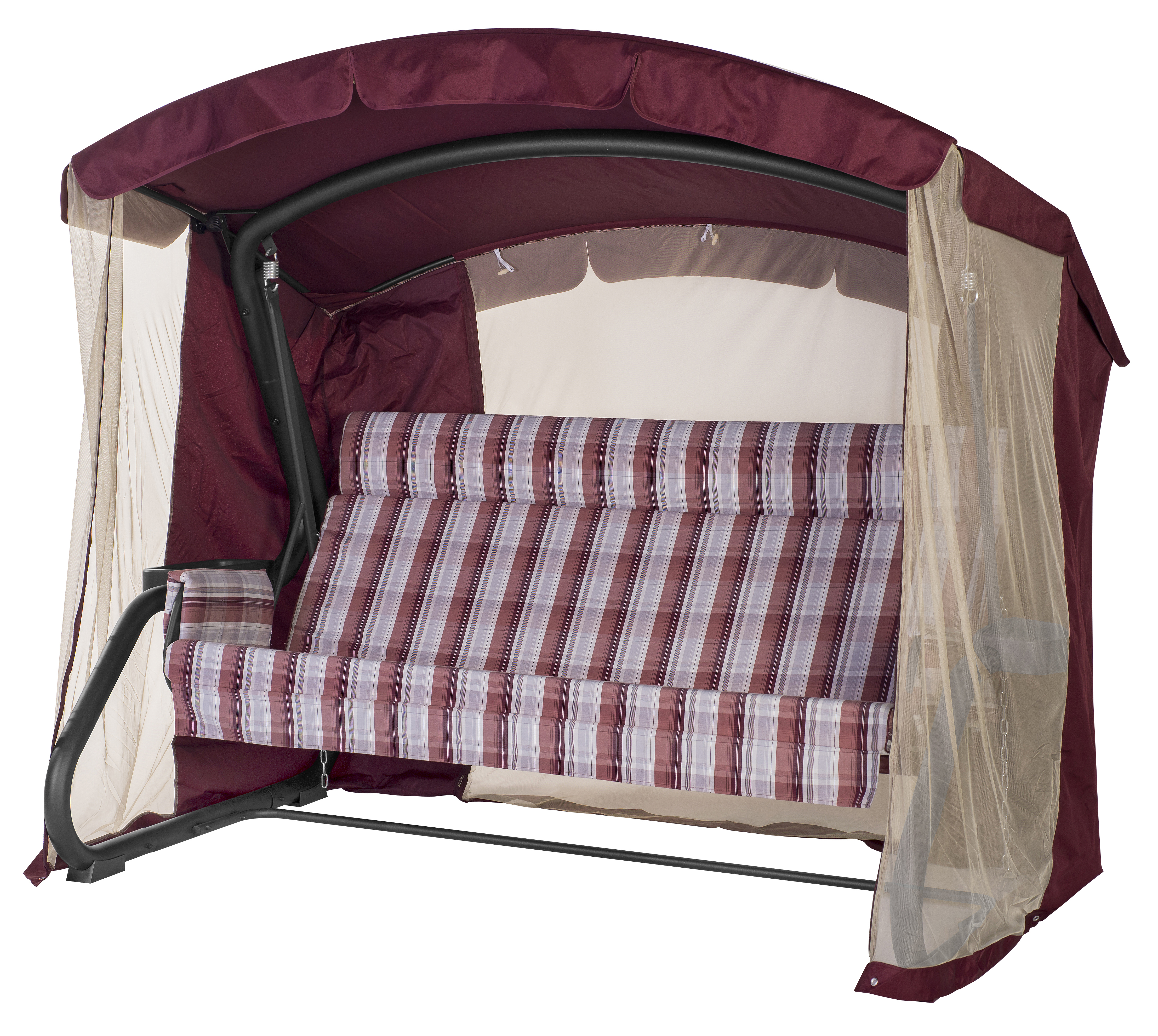 Изображение товара Качели садовые Удачная мебель Стокгольм А28А.335 3 местные с навесом и москитной сеткой