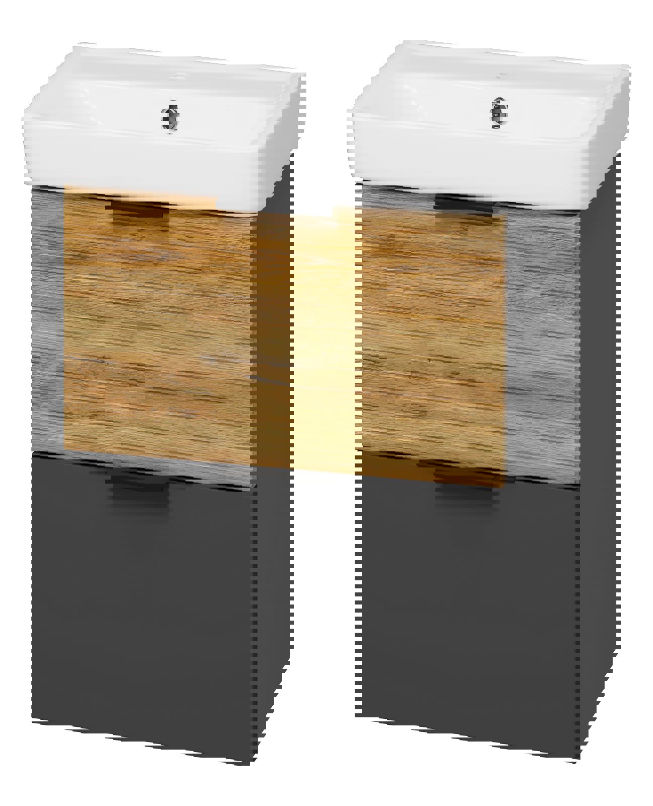 Изображение товара Тумба под раковину Misty Форест 50 подвесная серого цвета с 2 ящиками