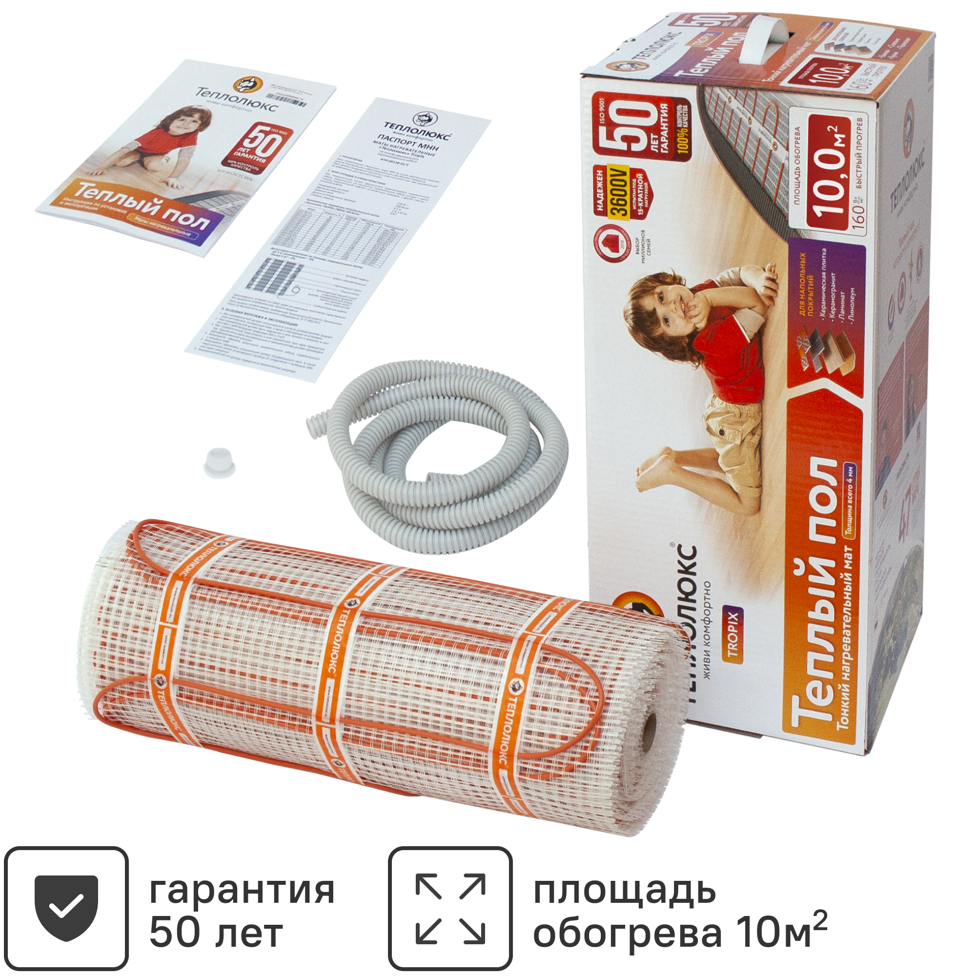 Изображение товара Нагревательный мат Теплолюкс Tropix 10 м2 1600 Вт тонкий теплый пол