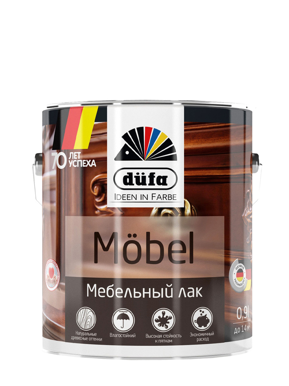 Изображение товара Лак Dufa Mobel МП00-005498 для дерева глянцевый коричневый 0.9 л