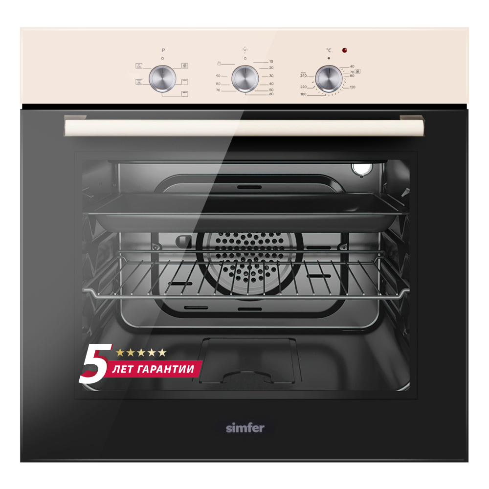 Изображение товара Электрический встраиваемый духовка Simfer B6ER16001 58л черно-бежевый